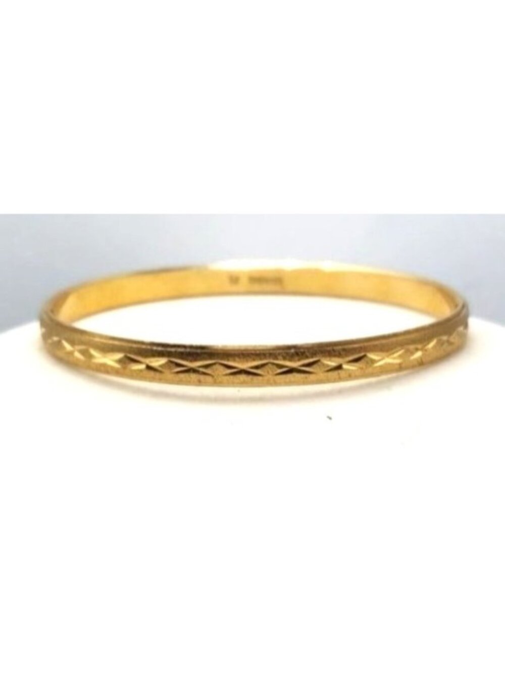 Gold Tone Etched Bangle Bracelet Signed - TRIFARI M